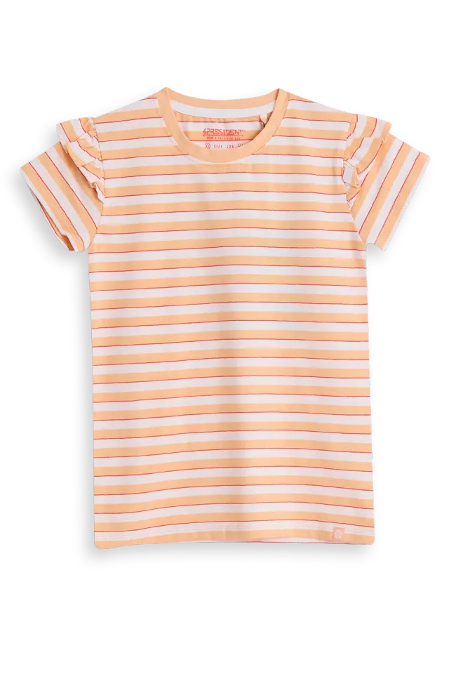 4PRESIDENT Hanneke Bright white T-shirt meisjes streep