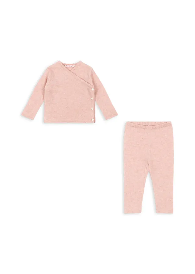 Konges Sløjd Dio babyset kasjmier rose melange 2-delig