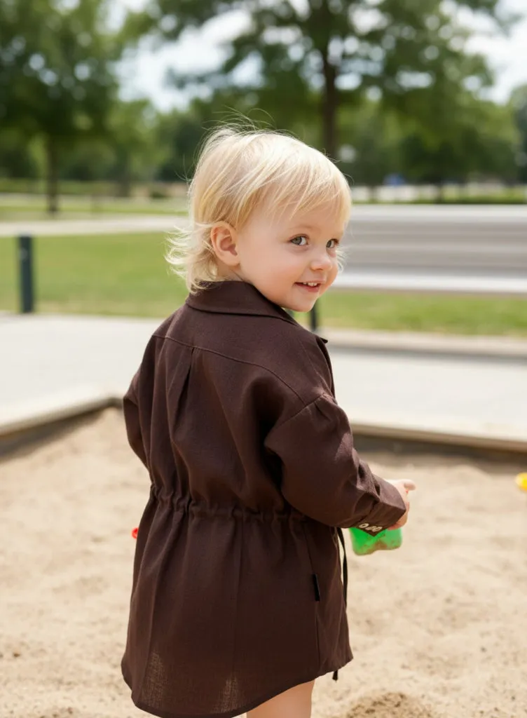 Louloúdi Mommy & Me jurk linnen bruin 1-3Y