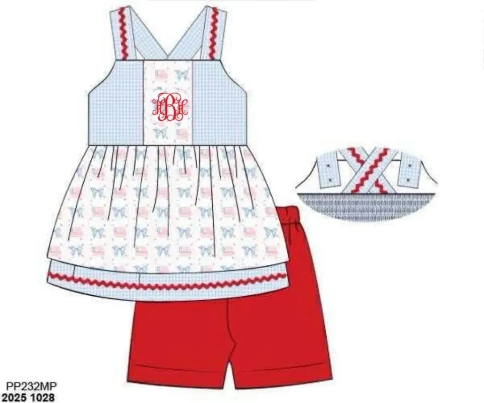 Busy Bee Smocks Let Freedom Ring shortset 2T HBH