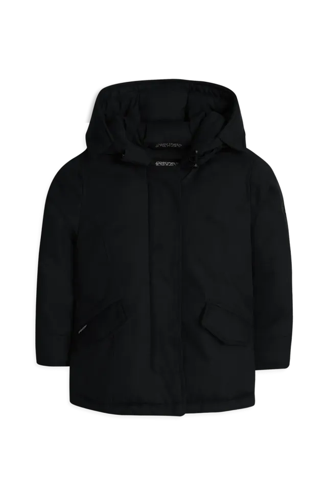 4President Perry Black winterjas zwart jongens