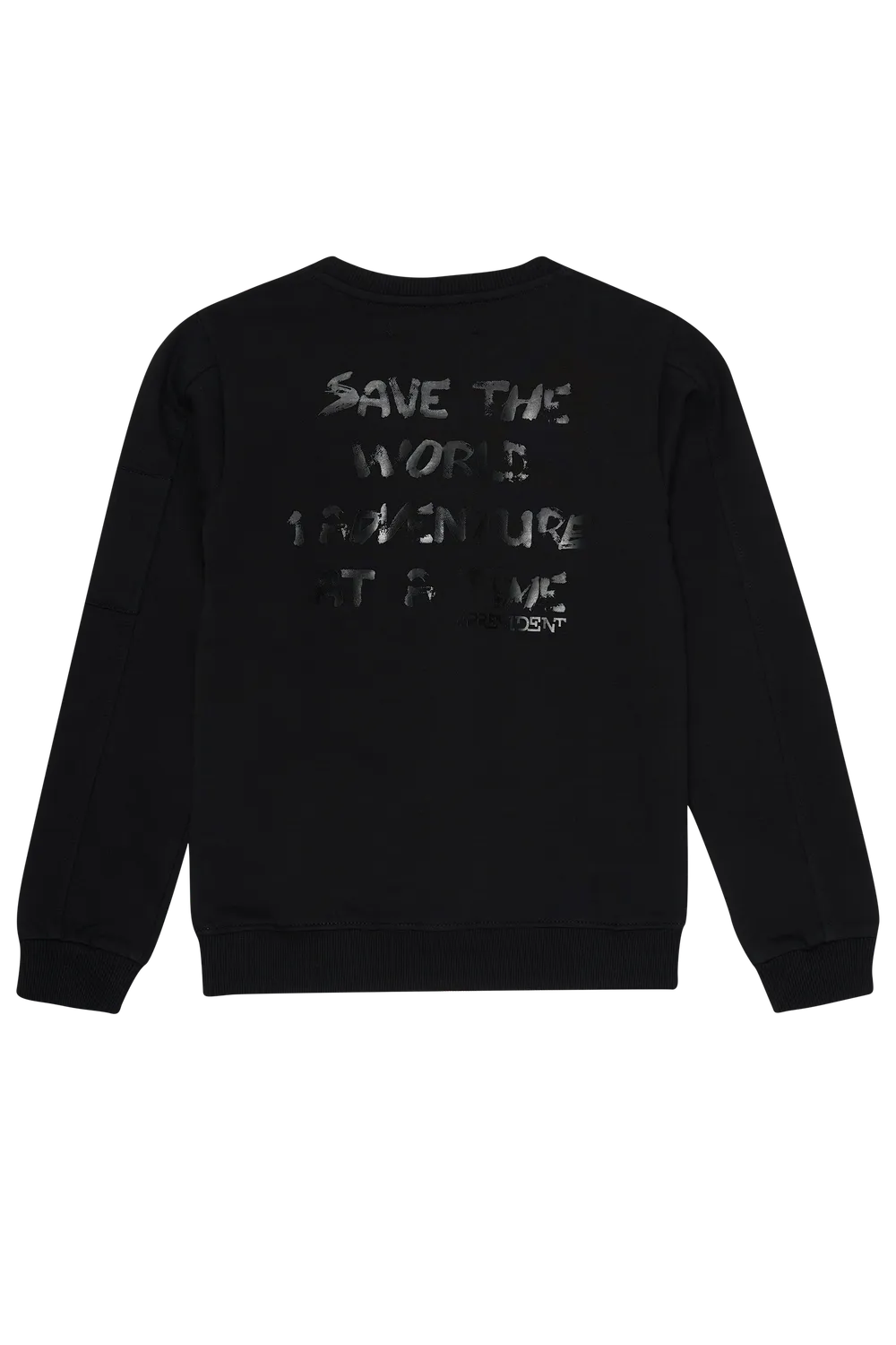 4President Arie Black sweater jongens zwart katoen
