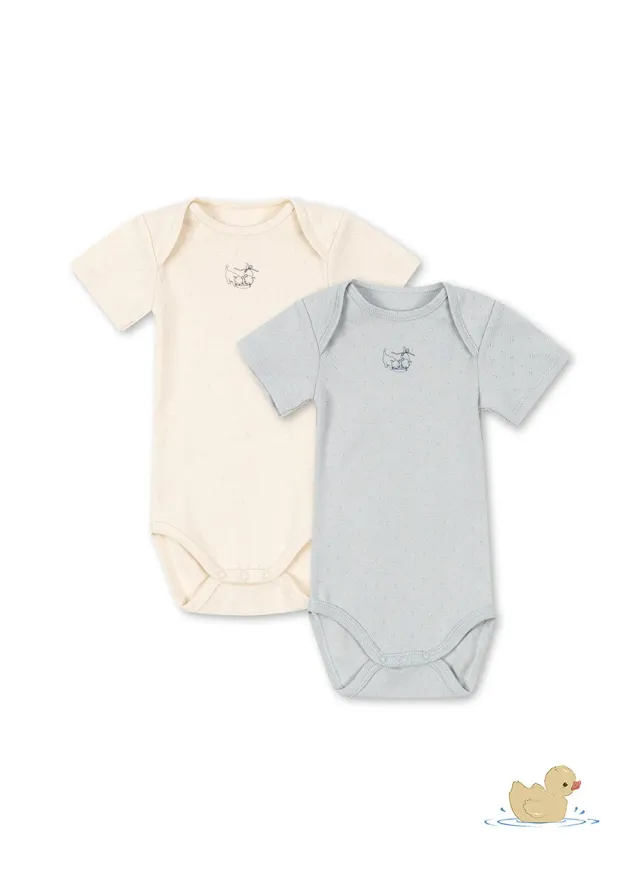 Konges Sløjd Perla romper 2-pack buttercream pearl blue biokatoen