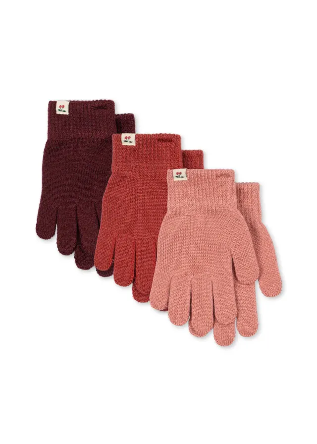 Konges Sløjd Filla handschoenen rose mix 3-pack wolmix
