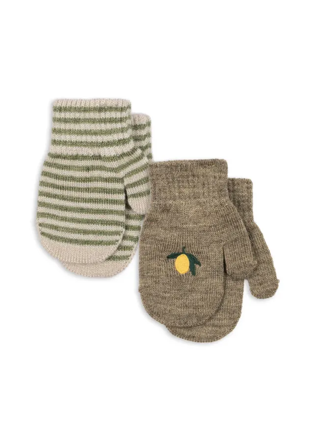 Konges Sløjd Filla wanten 2-pack lemon stripe wolmix