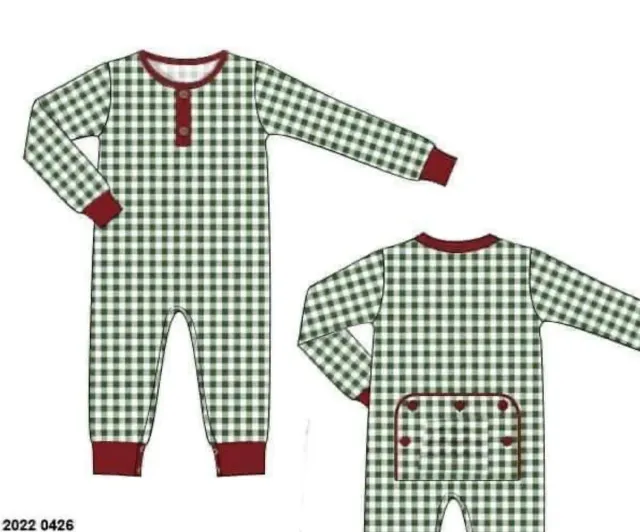 Busy Bee Smocks Green Gingham Garnet loungepak 3M gebreid