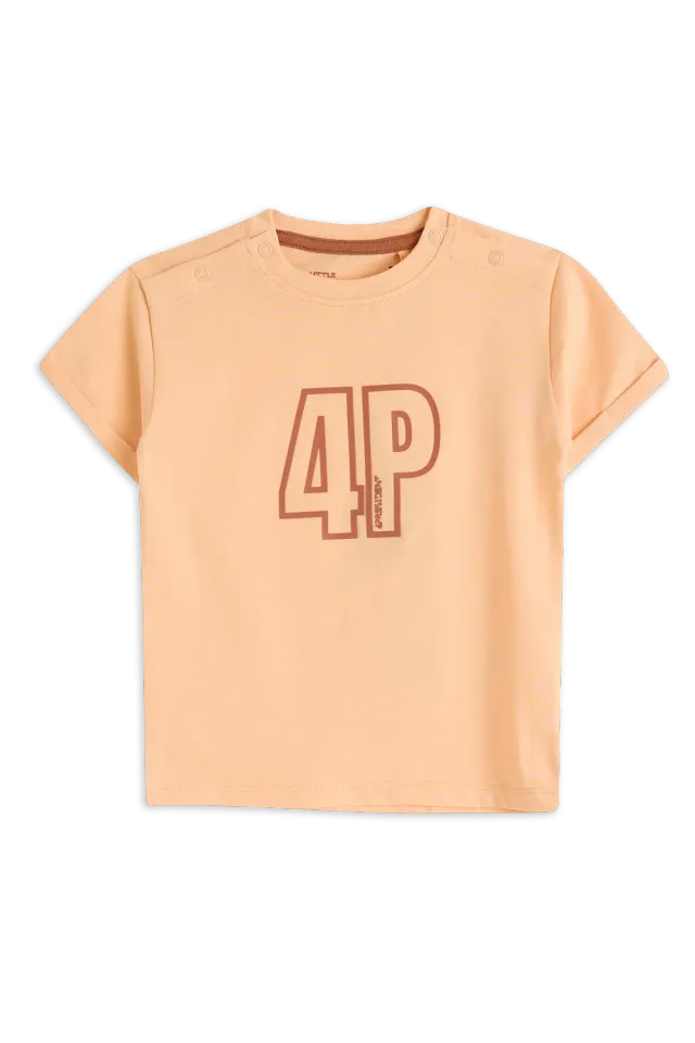 4PRESIDENT Colin T-shirt perzik 4P-print katoen