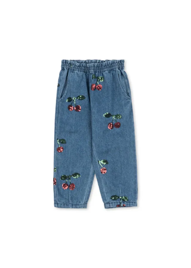 Konges Sløjd Magot paillettenbroek cherry sequin denim