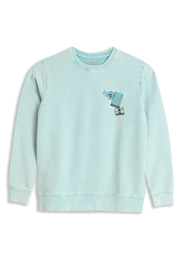 4President Olyn sweater light blue katoen acid wash