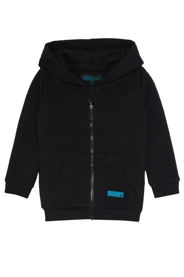 4PRESIDENT Bart hoodie black met rits wafelstof