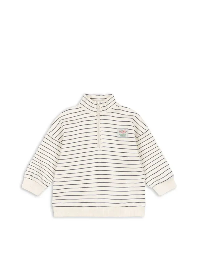 Konges Sløjd Lou Half Zip trui flintstone stripe katoen