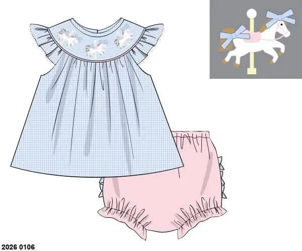 Busy Bee Smocks Carousel bloeierset meisjes 18M smock