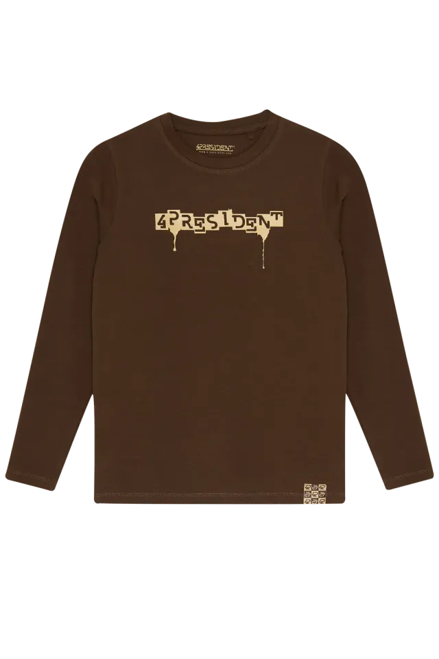 4President Alan Brown longsleeve jongens bruin katoen