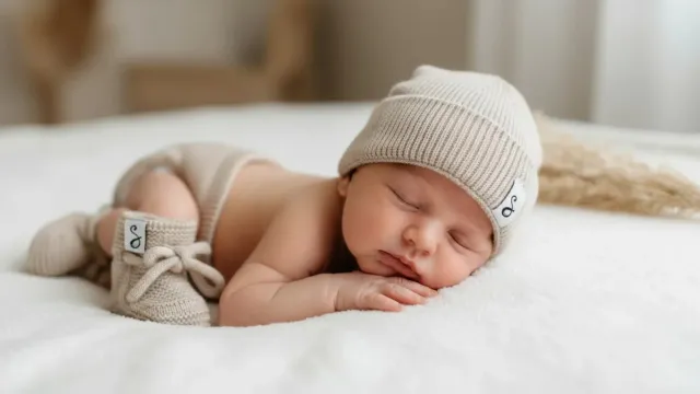 Soda Fashion merino wol beanie newborn zand zacht