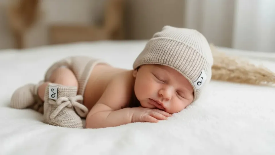 Soda Fashion merino wol beanie newborn zand zacht