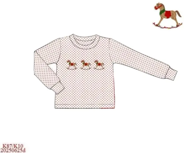 Busy Bee Smocks Boys Rocking Horse kerstshirt 9 katoen