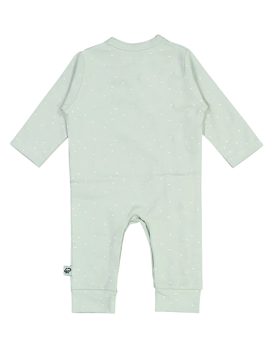 4PRESIDENT Billy Grey Mint AOP romper newborn katoen