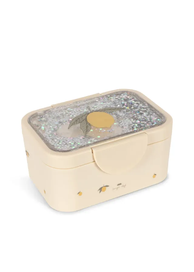 Konges Sløjd Glitter lunchbox lemon met verdeler