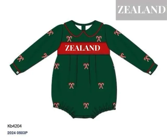 Busy Bee Smocks Sleigh My Name Zealand knit romper 2T