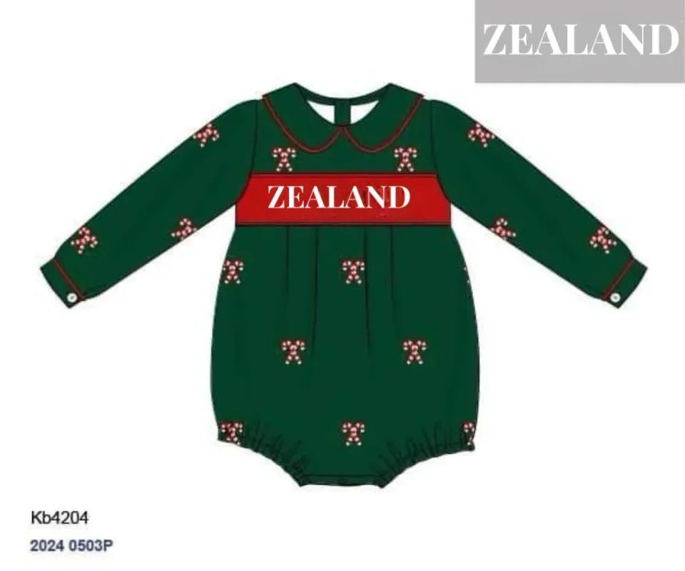 Busy Bee Smocks Sleigh My Name Zealand knit romper 2T
