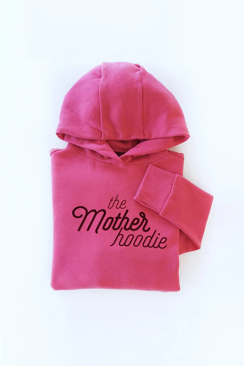 The Mompany Motherhoodie hoodie fuchsia bio