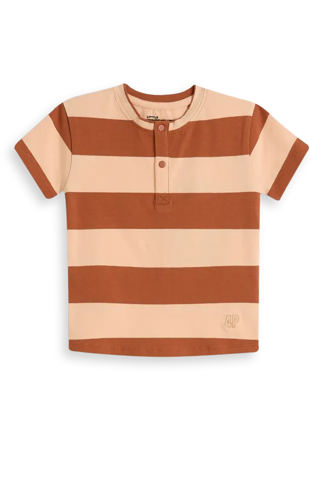 4President Cody T-shirt jongens strepen perzik
