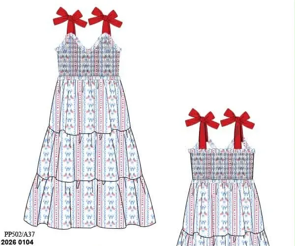 Busy Bee Smocks God Bless America Midi Dress geweven 14