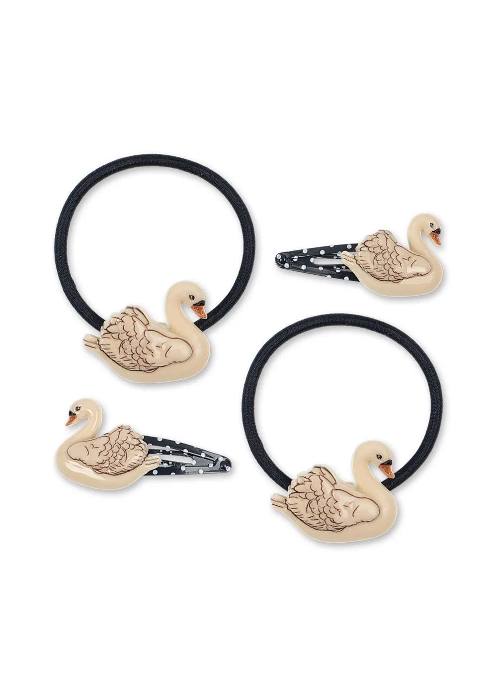Konges Sløjd Zwaan haarclips en elastiek swan 4 stuks