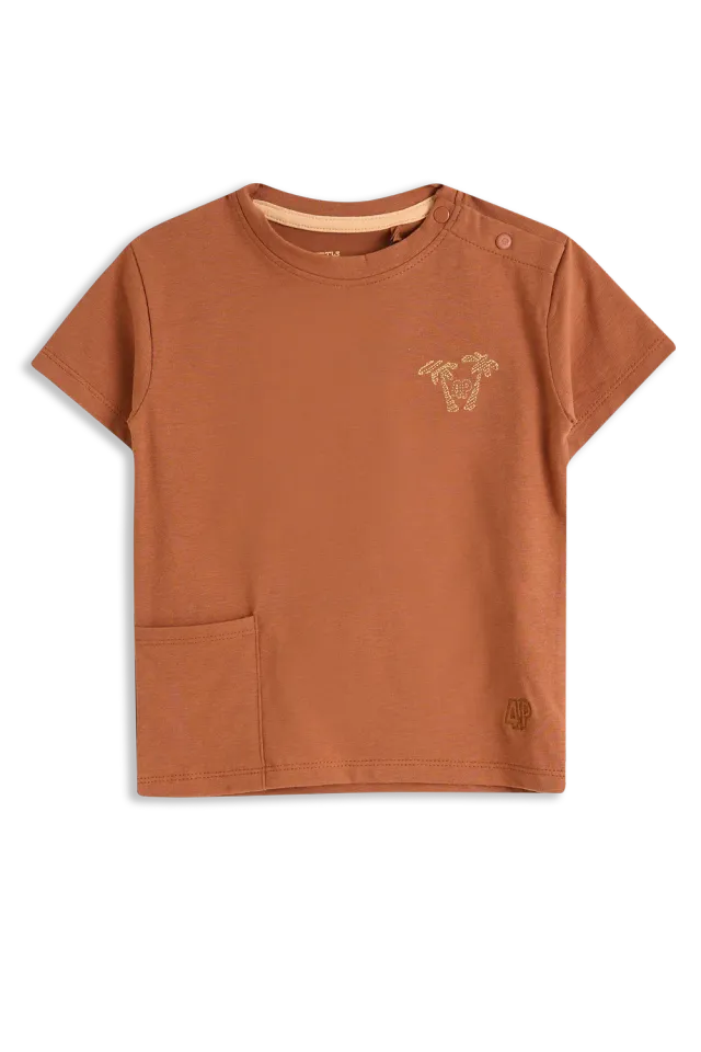 4PRESIDENT Coen Sierra T-shirt roestbruin borstzakje