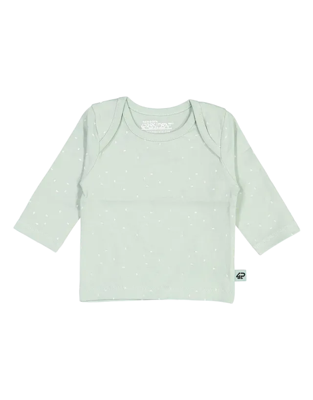 4President Quinn longsleeve Grey Mint AOP baby katoen