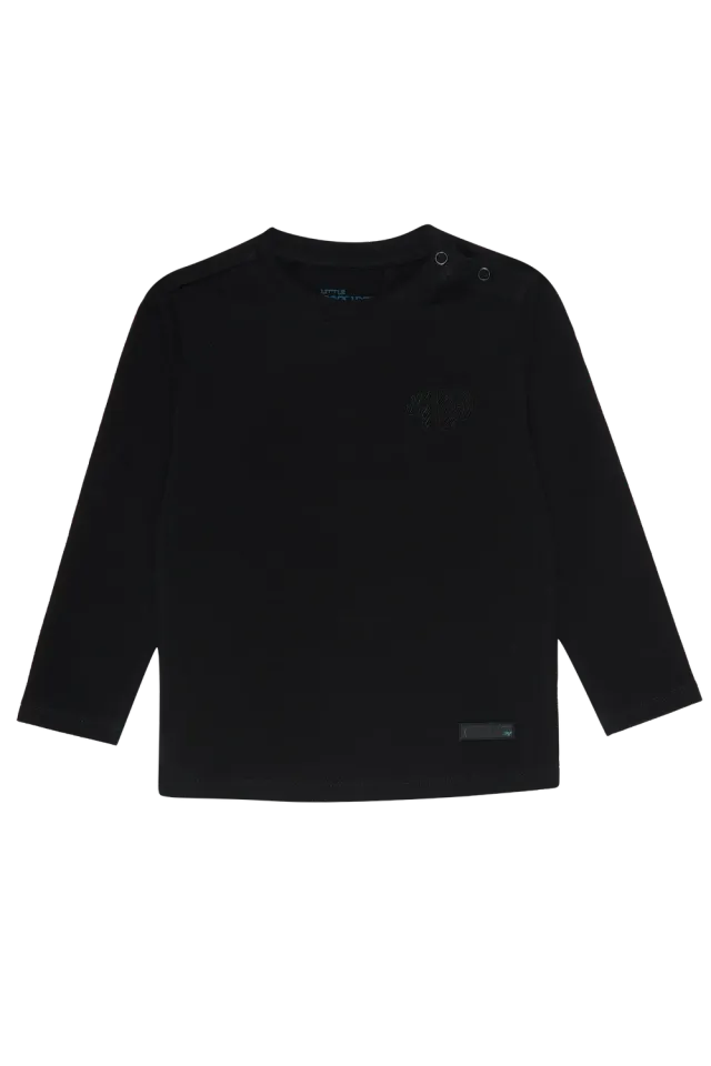 4President Boris Black longsleeve jongens zwart borduursel
