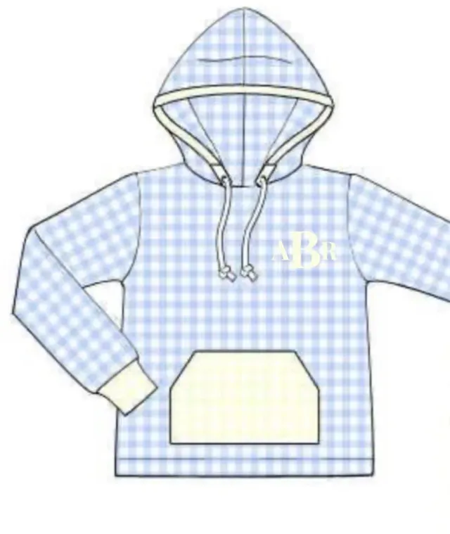 Busy Bee Smocks Blue Gingham trui met capuchon maat 5 ABR