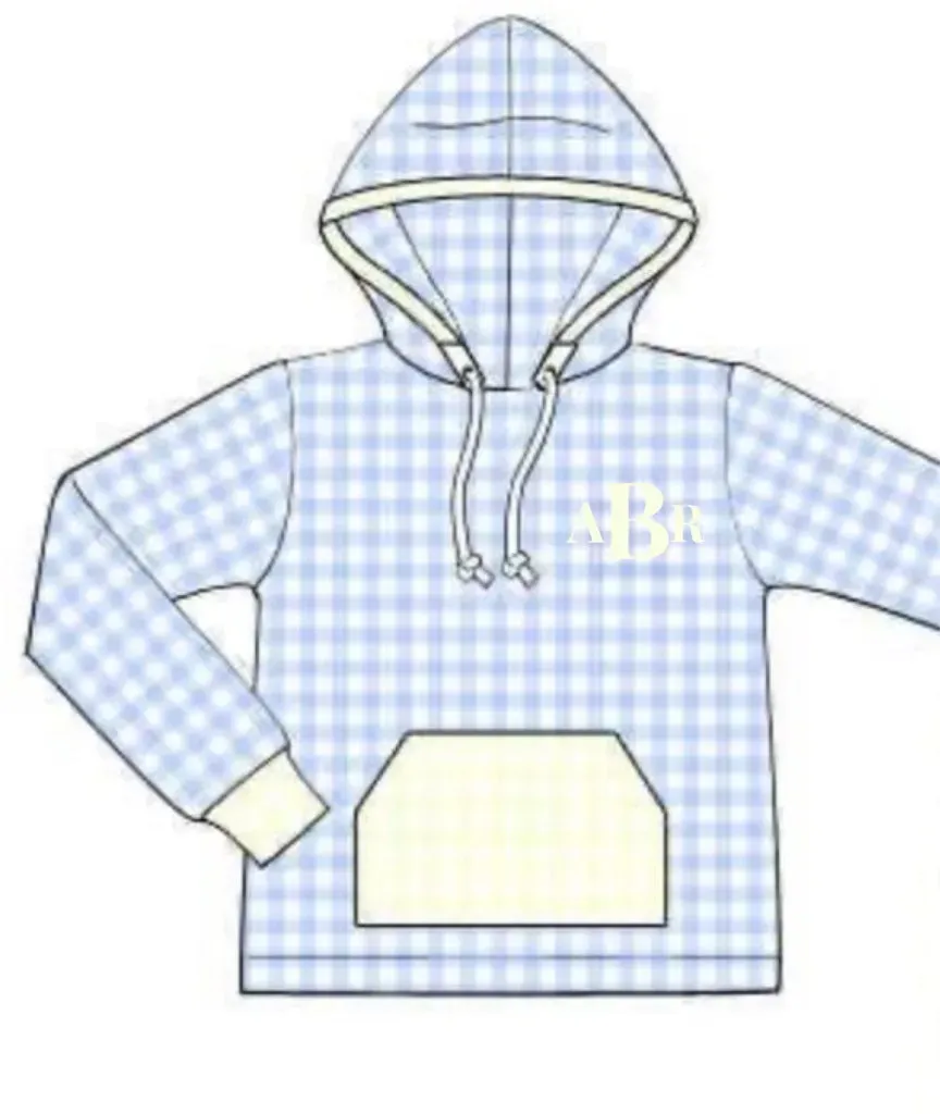 Busy Bee Smocks Blue Gingham trui met capuchon maat 5 ABR