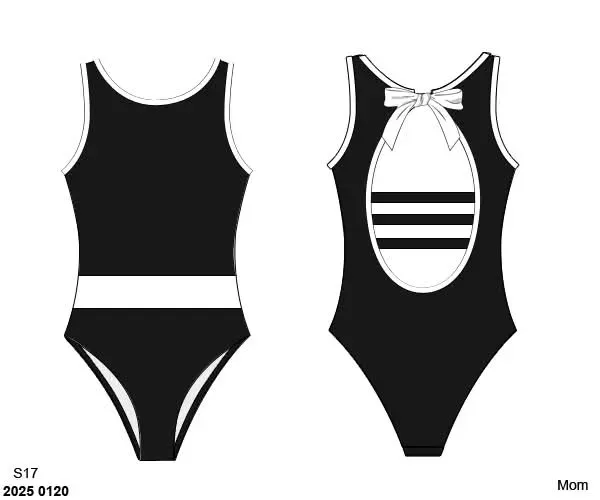 Busy Bee Smocks Black & White rashguard XS dames zwem