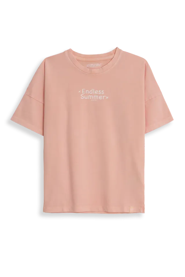 4President Romy T-shirt meisjes peach quartz katoen