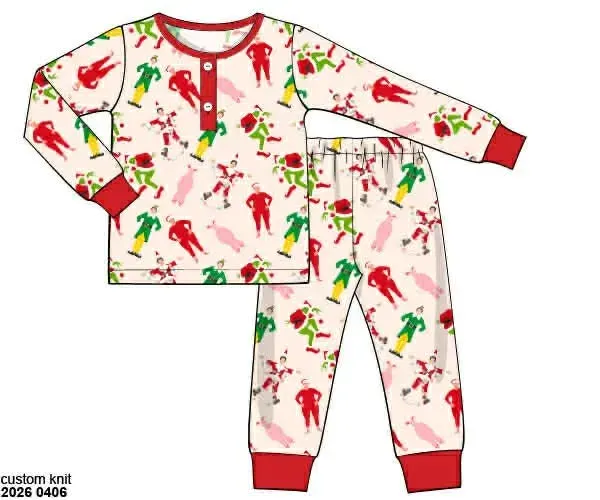 Busy Bee Smocks Holiday Characters loungeset 2-delig 4T kerst