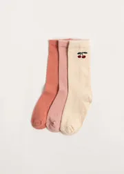 Konges Sløjd Jacquard sokken cherry mix 3-pack katoen
