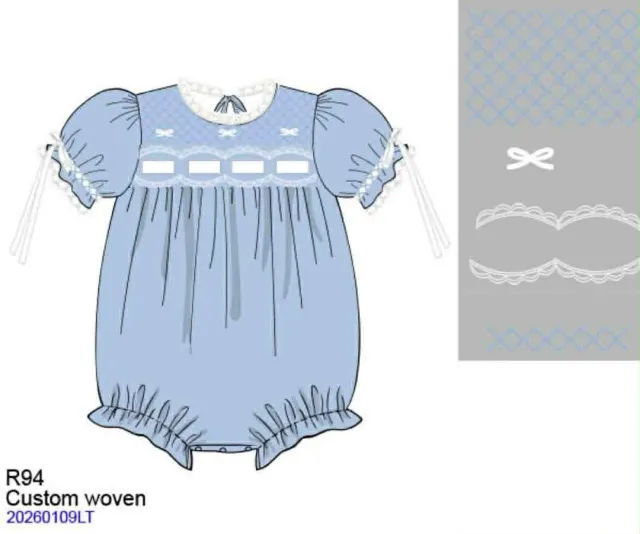 Busy Bee Smocks Bella Blue romper meisjes geweven