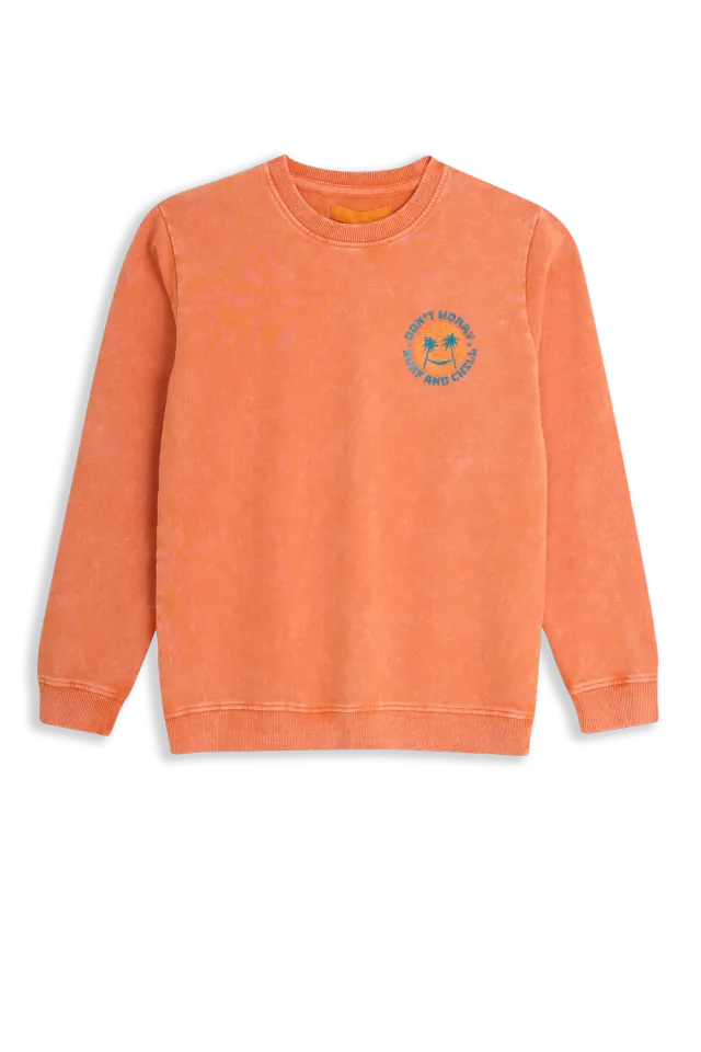 4President Olyn Orange sweater acid wash katoen