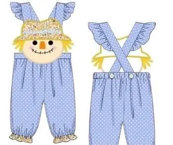 Busy Bee Smocks Scarecrows romper meisjes geweven herfst