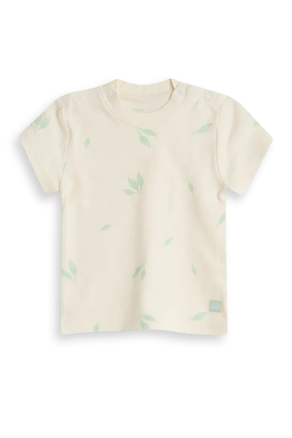 4President Milan T-shirt gardenia bladerprint katoen