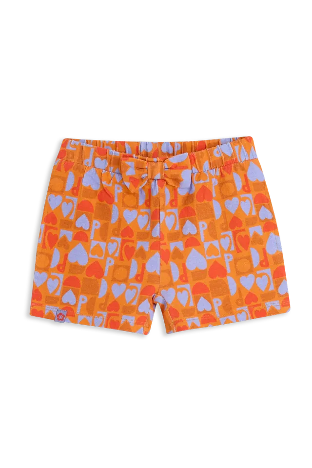 4PRESIDENT Nita Orange short meisjes print stretchkatoen