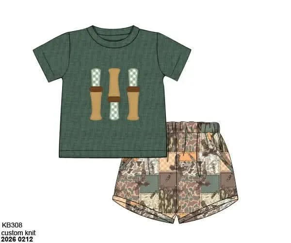 Busy Bee Smocks Camo Patchwork jongens setje gebreid