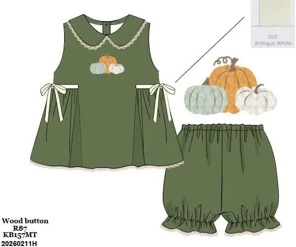 Busy Bee Smocks French Knot Pumpkins shortset herfst