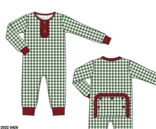 Busy Bee Smocks Green Gingham boxpakje 6M rood ruit kerst