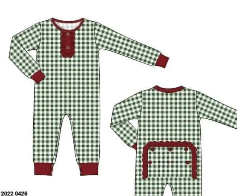 Busy Bee Smocks Green Gingham boxpakje 6M rood ruit kerst