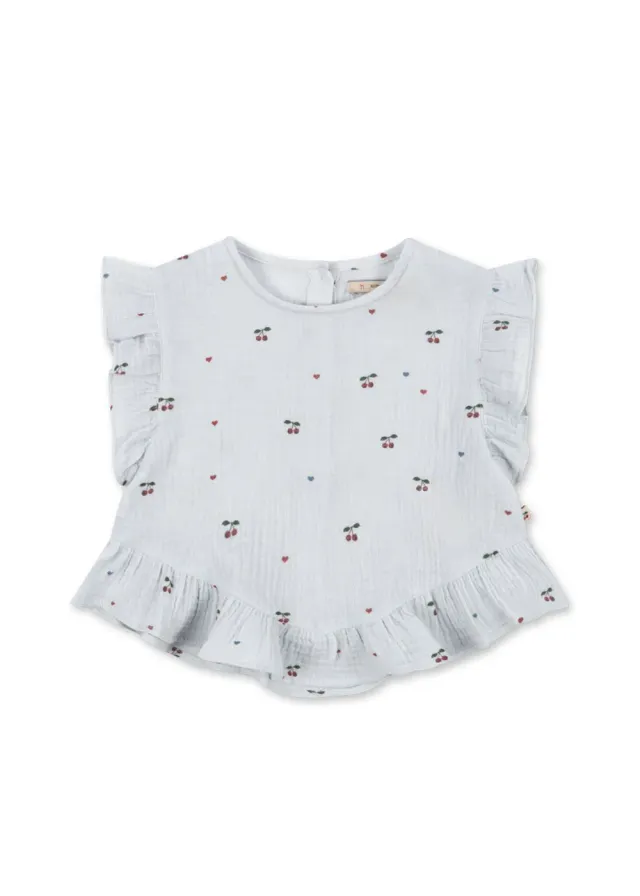 Konges Sløjd Coco Top cherry blue coeur biokatoen