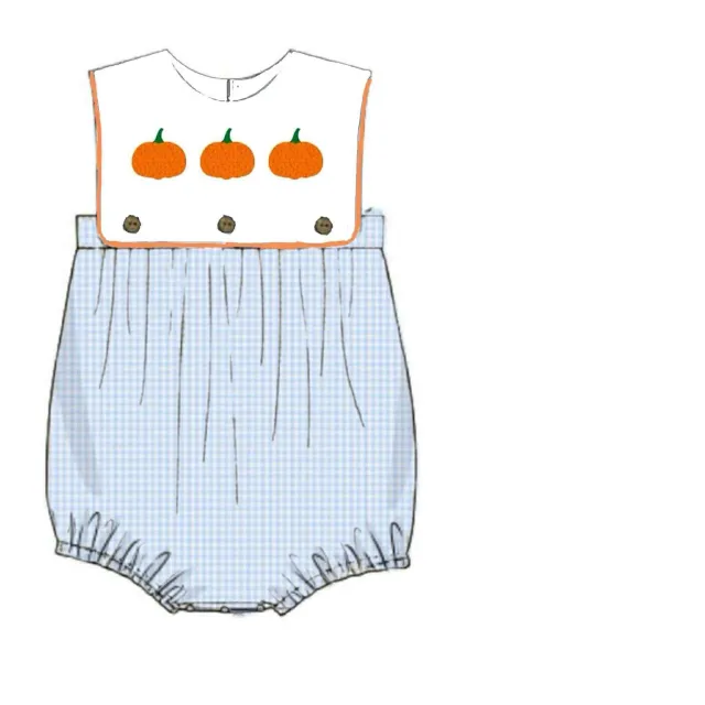 Busy Bee Smocks Hattie Pumpkins romper geweven 12M