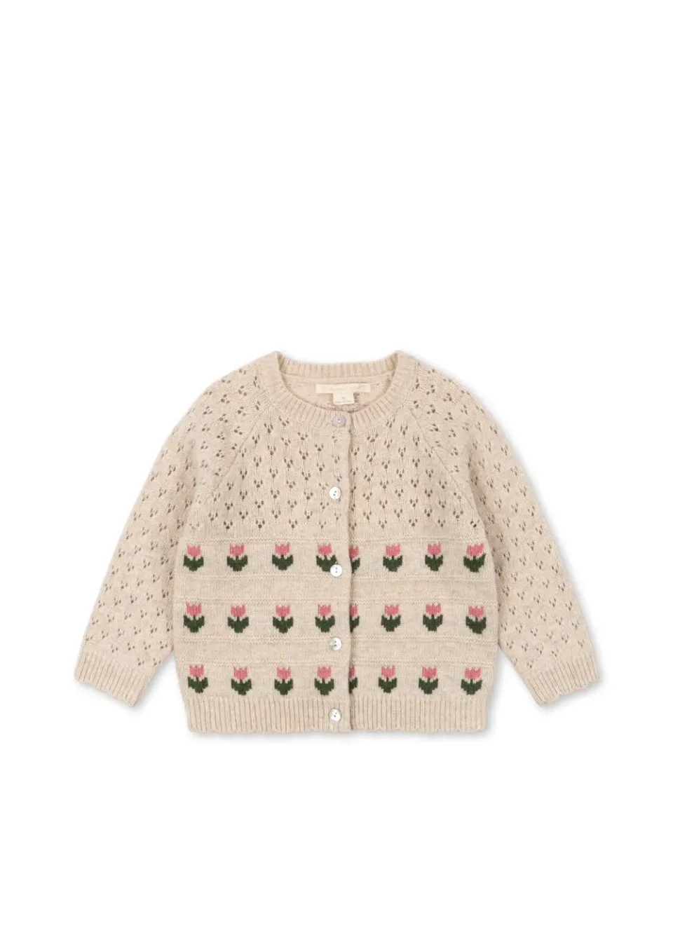 Konges Sløjd Belle cardigan cream tulips wolmix