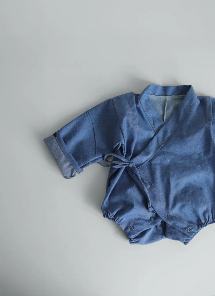 Louloúdi Rynn overslagromper jeans denim stretch